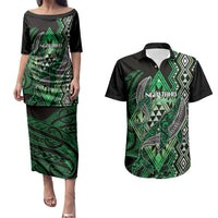 Aotearoa Iwi Ngai Tahu Personalised Couples Matching Puletasi and Hawaiian Shirt NZ Maori Humpback Whale Taniko Motifs