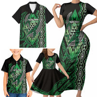 Aotearoa Iwi Ngai Tahu Personalised Family Matching Short Sleeve Bodycon Dress and Hawaiian Shirt NZ Maori Humpback Whale Taniko Motifs