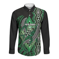 Aotearoa Iwi Ngai Tahu Personalised Long Sleeve Button Shirt NZ Maori Humpback Whale Taniko Motifs