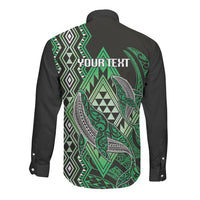 Aotearoa Iwi Ngai Tahu Personalised Long Sleeve Button Shirt NZ Maori Humpback Whale Taniko Motifs