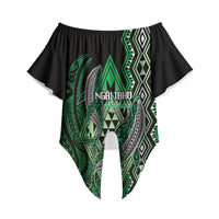 Aotearoa Iwi Ngai Tahu Personalised Off Shoulder Wrap Waist Top NZ Maori Humpback Whale Taniko Motifs