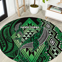 Aotearoa Iwi Ngai Tahu Round Carpet NZ Maori Humpback Whale Taniko Motifs