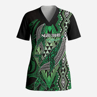 Aotearoa Iwi Ngai Tahu Personalised Scrub Top NZ Maori Humpback Whale Taniko Motifs