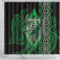 Aotearoa Iwi Ngai Tahu Shower Curtain NZ Maori Humpback Whale Taniko Motifs