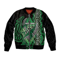 Aotearoa Iwi Ngai Tahu Personalised Sleeve Zip Bomber Jacket NZ Maori Humpback Whale Taniko Motifs
