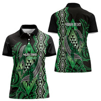 Aotearoa Iwi Ngai Tahu Personalised Women Polo Shirt NZ Maori Humpback Whale Taniko Motifs