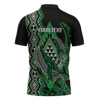 Aotearoa Iwi Ngai Tahu Personalised Zipper Polo Shirt NZ Maori Humpback Whale Taniko Motifs