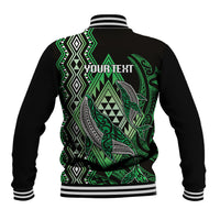 Aotearoa Iwi Ngati Pikiao Personalised Baseball Jacket NZ Maori Humpback Whale Taniko Motifs