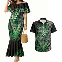 Aotearoa Iwi Ngati Pikiao Personalised Couples Matching Mermaid Dress and Hawaiian Shirt NZ Maori Humpback Whale Taniko Motifs
