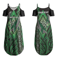 Aotearoa Iwi Ngati Pikiao Personalised Couples Matching Summer Maxi Dress and Long Sleeve Button Shirt NZ Maori Humpback Whale Taniko Motifs