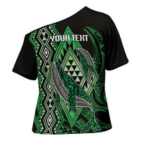 Aotearoa Iwi Ngati Pikiao Personalised Cross Shoulder Shirt NZ Maori Humpback Whale Taniko Motifs