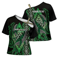 Aotearoa Iwi Ngati Pikiao Personalised Cross Shoulder Shirt NZ Maori Humpback Whale Taniko Motifs