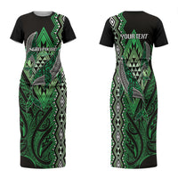 Aotearoa Iwi Ngati Pikiao Personalised Family Matching Short Sleeve Bodycon Dress and Hawaiian Shirt NZ Maori Humpback Whale Taniko Motifs