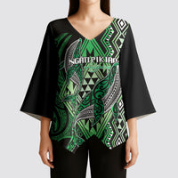 Aotearoa Iwi Ngati Pikiao Personalised Kimono Sleeve Blouse NZ Maori Humpback Whale Taniko Motifs