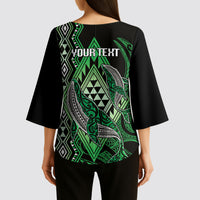 Aotearoa Iwi Ngati Pikiao Personalised Kimono Sleeve Blouse NZ Maori Humpback Whale Taniko Motifs