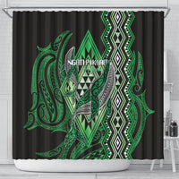 Aotearoa Iwi Ngati Pikiao Shower Curtain NZ Maori Humpback Whale Taniko Motifs