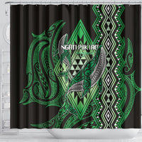 Aotearoa Iwi Ngati Pikiao Shower Curtain NZ Maori Humpback Whale Taniko Motifs