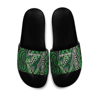Aotearoa Iwi Ngati Pikiao Slide Sandals NZ Maori Humpback Whale Taniko Motifs