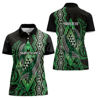Aotearoa Iwi Ngati Pikiao Personalised Women Polo Shirt NZ Maori Humpback Whale Taniko Motifs