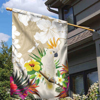 New Zealand Cacatua Galerita Garden Flag Aotearoa Cockatoo Tropical Flowers