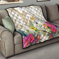 New Zealand Cacatua Galerita Quilt Aotearoa Cockatoo Tropical Flowers