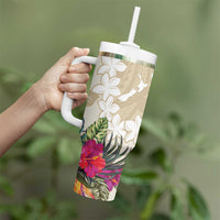 New Zealand Cacatua Galerita Tumbler With Handle Aotearoa Cockatoo Tropical Flowers