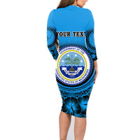 Personalised Yap Constitution Day Family Matching Long Sleeve Bodycon Dress and Hawaiian Shirt FSM Seal Happy 24 December LT14 - Polynesian Pride