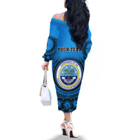 Personalised Yap Constitution Day Family Matching Off Shoulder Long Sleeve Dress and Hawaiian Shirt FSM Seal Happy 24 December LT14 - Polynesian Pride
