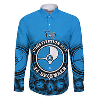 Personalised Yap Constitution Day Family Matching Short Sleeve Bodycon Dress and Hawaiian Shirt FSM Seal Happy 24 December LT14 Dad's Shirt - Long Sleeve Blue - Polynesian Pride