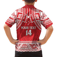 Samoa Rugby Custom Family Matching Off Shoulder Short Dress and Hawaiian Shirt Toa Samoa Pacific Sporty Red - Polynesian Pride