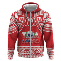 Samoa Rugby Custom Hoodie Toa Samoa Pacific Sporty Red LT14 Zip Hoodie Red - Polynesian Pride