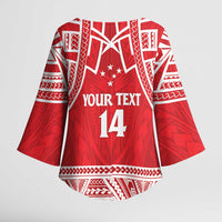 Samoa Rugby Custom Kimono Sleeve Blouse Toa Samoa Pacific Sporty Red - Polynesian Pride