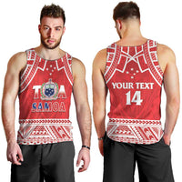Samoa Rugby Custom Men Tank Top Toa Samoa Pacific Sporty Red - Polynesian Pride