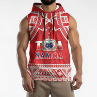 Samoa Rugby Custom Sleeveless Hoodie Toa Samoa Pacific Sporty Red - Polynesian Pride