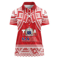 Samoa Rugby Custom Women Polo Shirt Toa Samoa Pacific Sporty Red LT14 Female Red - Polynesian Pride