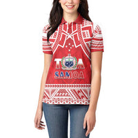 Samoa Rugby Custom Women Polo Shirt Toa Samoa Pacific Sporty Red LT14 - Polynesian Pride
