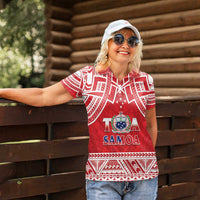 Samoa Rugby Custom Women Polo Shirt Toa Samoa Pacific Sporty Red LT14 - Polynesian Pride