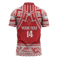 Samoa Rugby Custom Zipper Polo Shirt Toa Samoa Pacific Sporty Red - Polynesian Pride