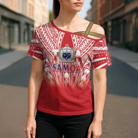Toa Samoa Rugby Custom Cross Shoulder Shirt Samoa mo Samoa Polynesian Pacific Red - Polynesian Pride