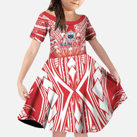 Toa Samoa Rugby Custom Family Matching Long Sleeve Bodycon Dress and Hawaiian Shirt Samoa mo Samoa Polynesian Pacific Red LT14 Daughter's Dress Red - Polynesian Pride