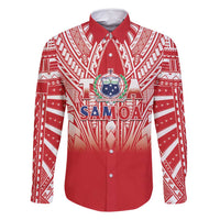 Toa Samoa Rugby Custom Family Matching Long Sleeve Bodycon Dress and Hawaiian Shirt Samoa mo Samoa Polynesian Pacific Red LT14 Dad's Shirt - Long Sleeve Red - Polynesian Pride