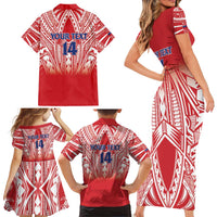 Toa Samoa Rugby Custom Family Matching Short Sleeve Bodycon Dress and Hawaiian Shirt Samoa mo Samoa Polynesian Pacific Red LT14 - Polynesian Pride
