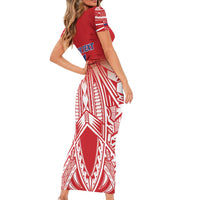 Toa Samoa Rugby Custom Family Matching Short Sleeve Bodycon Dress and Hawaiian Shirt Samoa mo Samoa Polynesian Pacific Red LT14 - Polynesian Pride