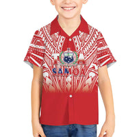 Toa Samoa Rugby Custom Family Matching Short Sleeve Bodycon Dress and Hawaiian Shirt Samoa mo Samoa Polynesian Pacific Red LT14 Son's Shirt Red - Polynesian Pride