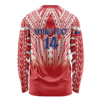 Toa Samoa Rugby Custom Long Sleeve Shirt Samoa mo Samoa Polynesian Pacific Red - Polynesian Pride