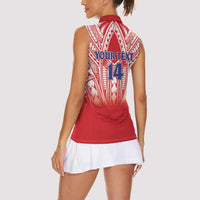 Toa Samoa Rugby Custom Women Sleeveless Polo Shirt Samoa mo Samoa Polynesian Pacific Red - Polynesian Pride