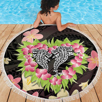 Polynesia Valentine's Day Beach Blanket Hammerhead Shark Plumeria With Polynesian Pattern