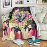 Polynesia Valentine's Day Blanket Hammerhead Shark Plumeria With Polynesian Pattern