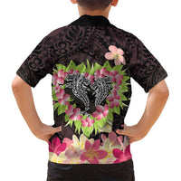 Polynesia Valentine's Day Family Matching Off Shoulder Short Dress and Hawaiian Shirt Hammerhead Shark Plumeria With Polynesian Pattern LT14 - Polynesian Pride