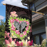 Polynesia Valentine's Day Garden Flag Hammerhead Shark Plumeria With Polynesian Pattern